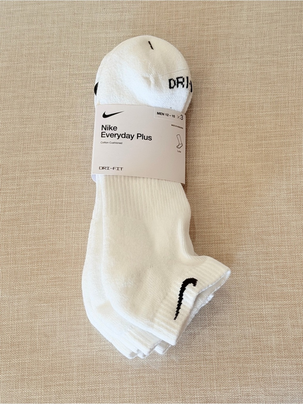 Nike Men’s Everyday Plus Cotton Cushioned Dri-Fit Low Cut Socks Size XL 3 Pairs